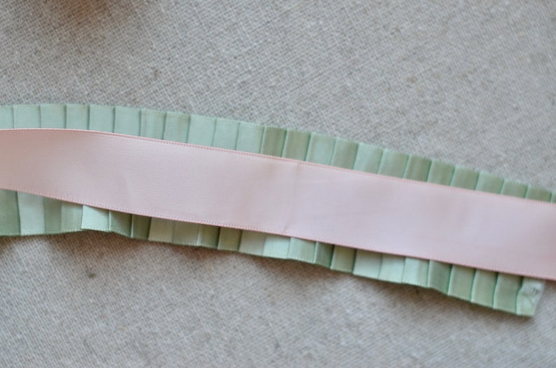 light mint sage satin pleated ribbon image 5