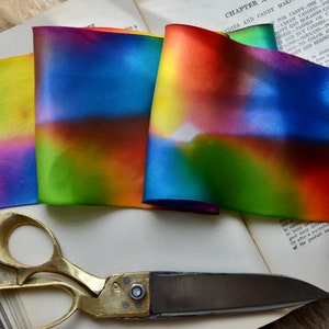 rainbow 4 or 2 1/2 hand dyed silk satin ribbon image 4