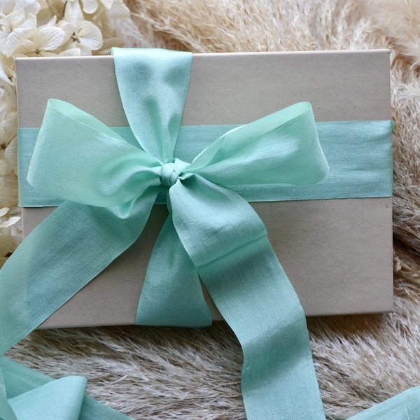 robins egg blue crinkle ribbon