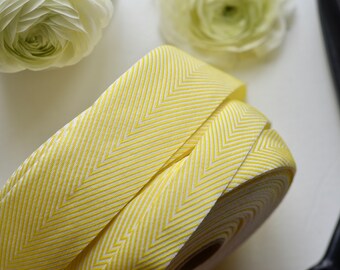 2 yards lemon yellow and white chevron ribbon