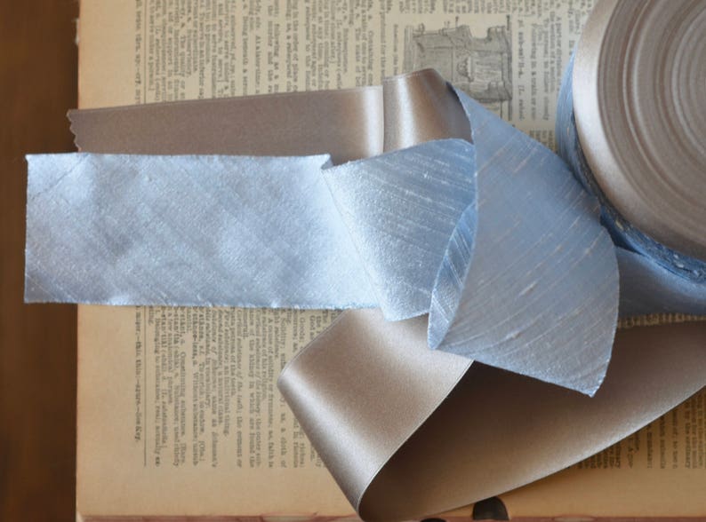 taupe silk satin 2 wide ribbon image 7