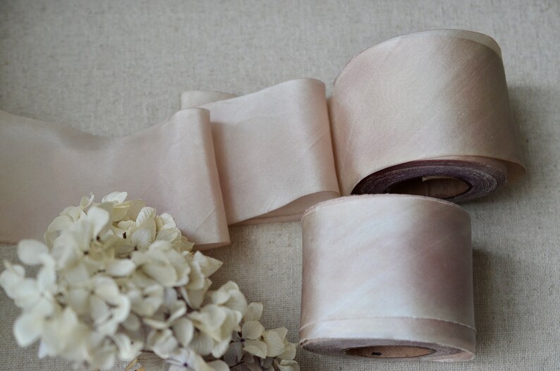 marzipan beige 2 1/2 hand dyed silk ribbon image 5