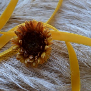 yellow tiger lilly 3/8 swiss velvet ribbon image 3