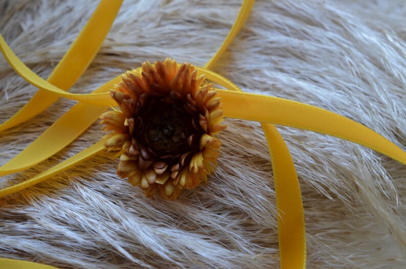 yellow tiger lilly 3/8 swiss velvet ribbon image 3