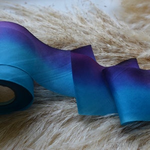 aurora turquoise and purple hand dyed silk ribbon