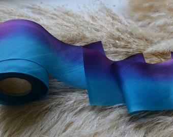 aurora turquoise and purple hand dyed silk ribbon