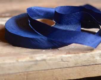 navy blue dupioni 3/4" silk ribbon