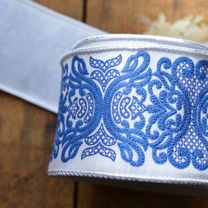 chinoiserie blue and white wired ribbon image 4