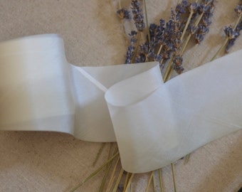 parchment 2 1/2" wide hand dyed silk ribbon