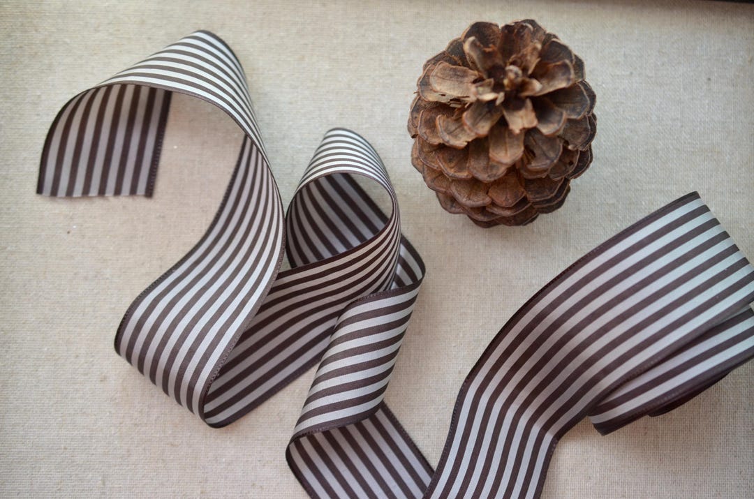 Tan Striped Ribbon Cocoa Brown Striped 2