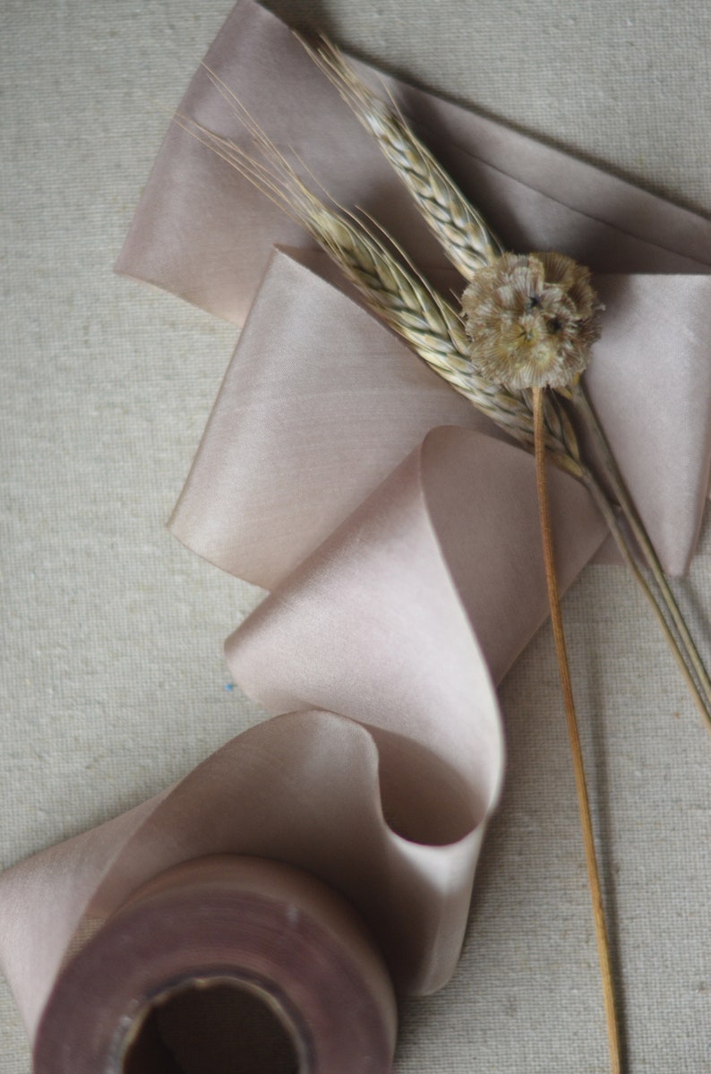 marzipan beige 2 1/2 hand dyed silk ribbon image 1