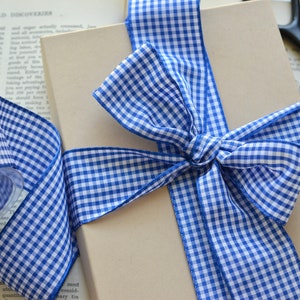 royal blue and white check 1 1/2 english ribbon image 3