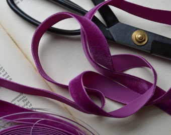 violet fuchsia 5/8" wide swiss velvet ribbon