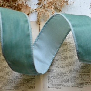 Faded Aqua Wired Velvet Ribbon - Etsy