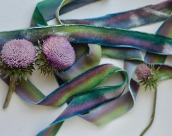 pastel rainbow 1" hand dyed silk velvet