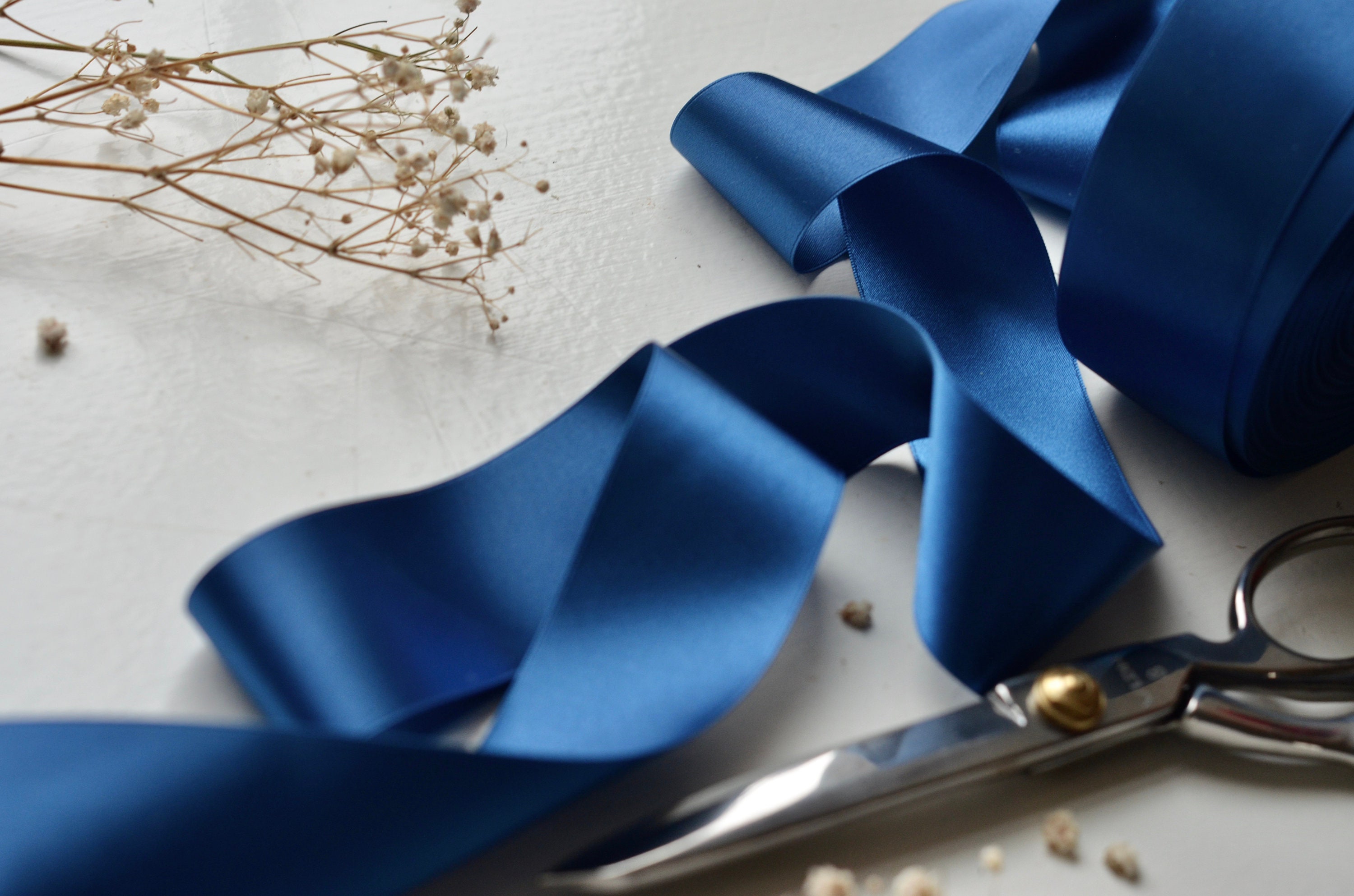 By the Foot - Royal Blue Satin Ribbon. Sky Blue Craft Ribbon. Light Blue  Ribbon. Wide Satin Hair Ribbon. Shiny Blue Ribbon for Hair. 16mm