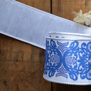 chinoiserie blue and white wired ribbon image 6