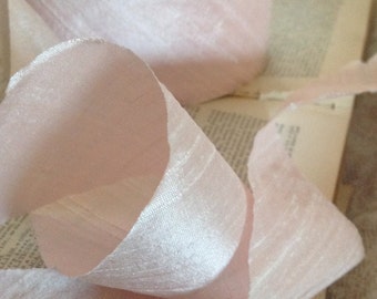 blush pink 2" wide dupioni silk ribbon