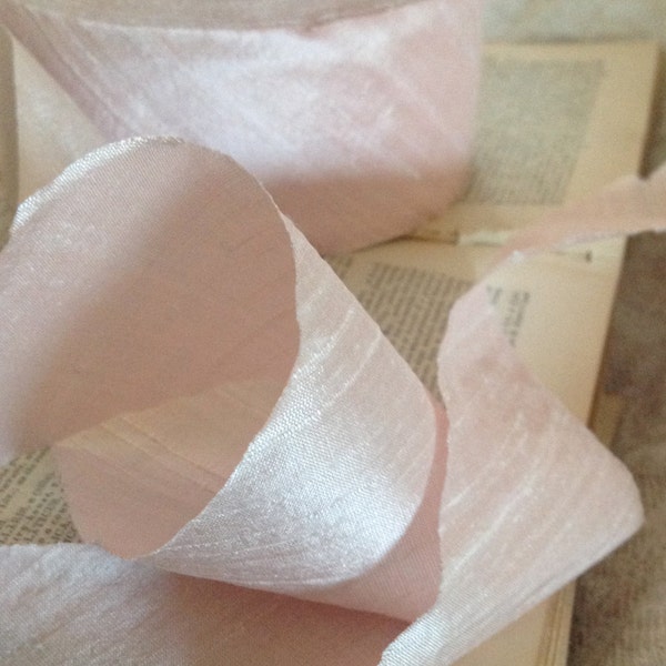 blush pink 2" wide dupioni silk ribbon