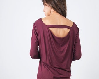 Style# CA18 Long Sleeves Back Cowl Neck Tunic