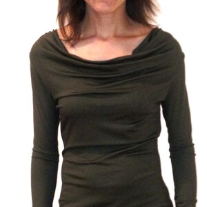 Cowl neck top CA 2 /long sleeve / sustainable knit jersey modal / yoga clothes / casual / work / lounge / Made in USA image 5