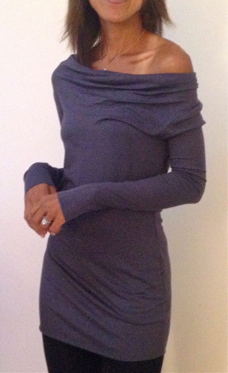 Cowl neck top CA 2 /long sleeve / sustainable knit jersey modal / yoga clothes / casual / work / lounge / Made in USA image 6