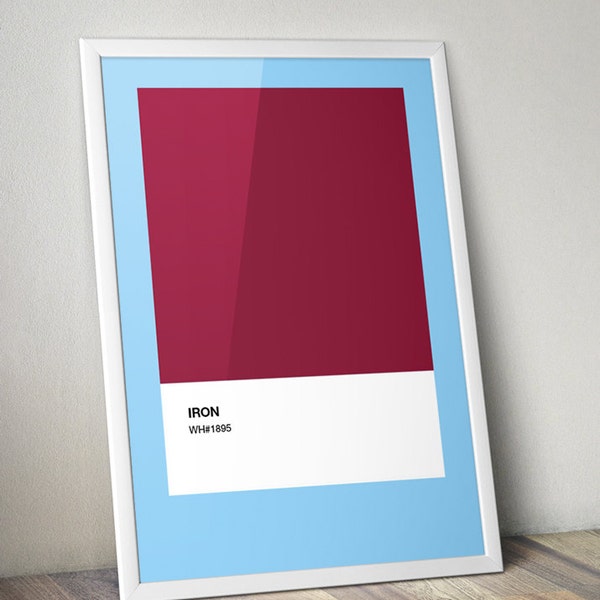 Modern Classics: "West Ham" A4 Football Print in claret, blue and white