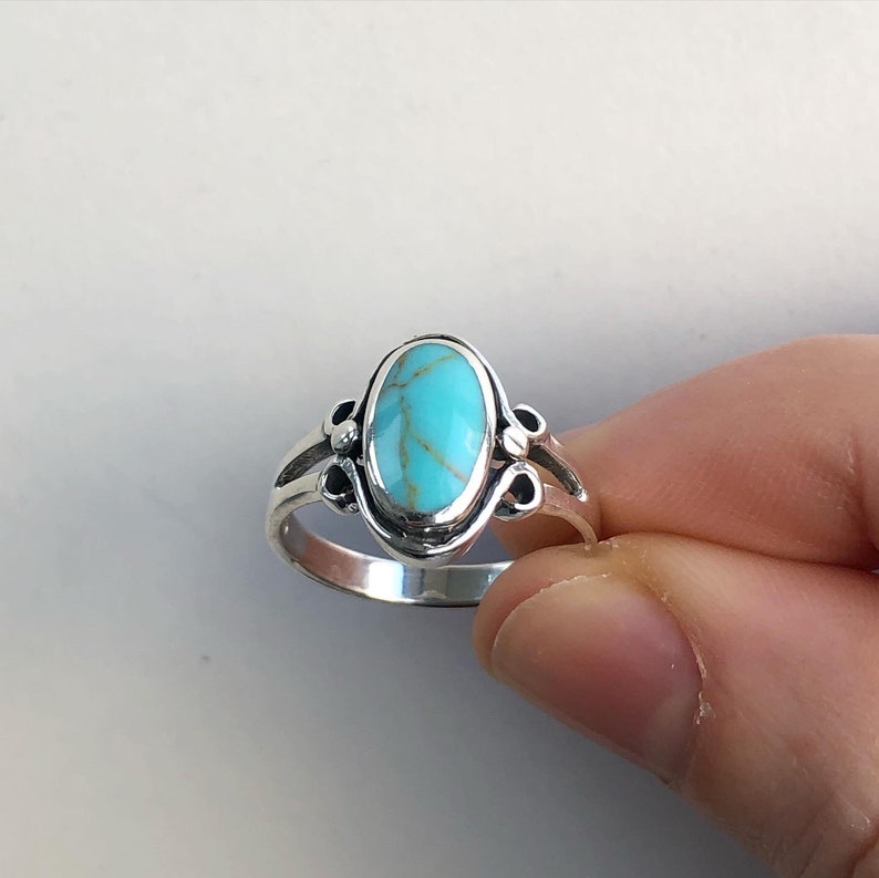 Sterling Silver Turquoise Ring 925 Stamped Turquoise Ring - Etsy