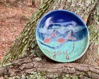 Dolphin joy and  peace bowl, jewelry dish, ring dish, catch all