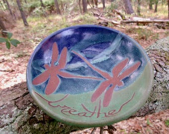 Dragonfly BREATHE peace bowl, jewelry dish, ring dish, catch all
