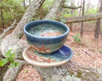 OBX seashells wash ashore across this sweet berry bowl  / pasta strainer