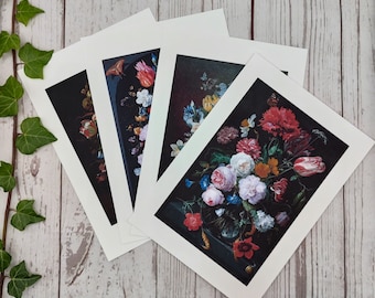 Floral still life prints, baroque art prints, fine art print, unframed, A4 or A5, giclee art print, cotton rag card, floral