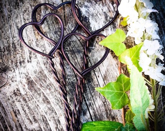 Rustic heart wedding table number holders, stick in, for wine bottles and  floral centrepieces, table settings, barn wedding