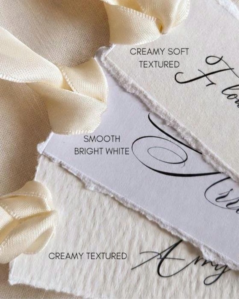 Wedding Place Cards With Ribbon Ties, Deckled Edge, Personalised Calligraphy Name Cards image 10