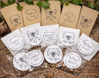 Recuerdos de boda ecológicos: sobres de semillas de flores silvestres / Regalos plantables que protegen a las abejas y las mariposas