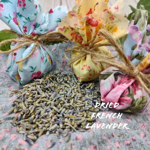 Shabby chic fragrant dried Lavender cotton fabric bundles, sachets, scented bags, drawer liner, natural freshener, sleep aid