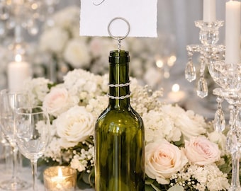Handmade Aluminum Wire Table Number Holder: Wine Bottle Decor