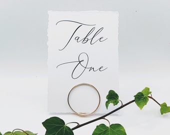 Round wedding table number holders & matching place card holders, menu holder, photo holder, wedding table decor