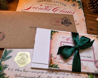 Personalised Letter from Santa / Father Christmas with Nice List Certificate & North Pole Envelope