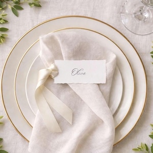 Wedding Place Cards With Ribbon Ties, Deckled Edge, Personalised Calligraphy Name Cards image 18