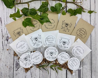 Bee & butterfly friendly wildflower seed packets, weddings favours, memorial, christening gifts ,party gifts, thank you gift