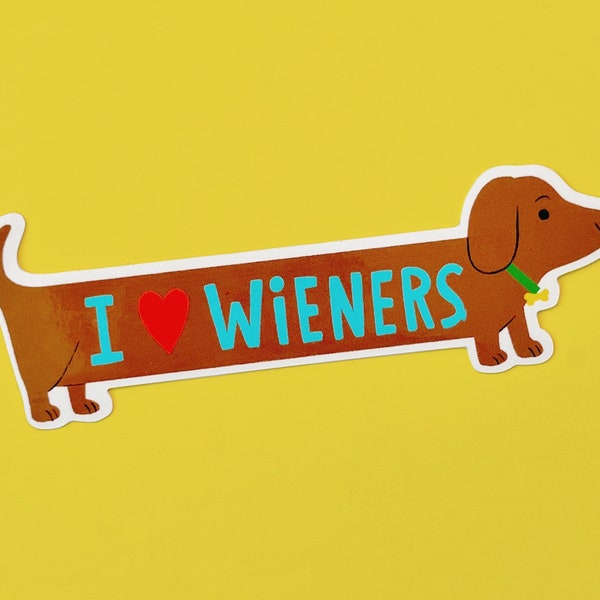 I Love Wieners Vinyl Sticker | Dachshund Sticker | Weenie Dog Sticker | Waterproof Dachshund Sticker