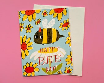 Happy Bee Day Birthday Greeting Card