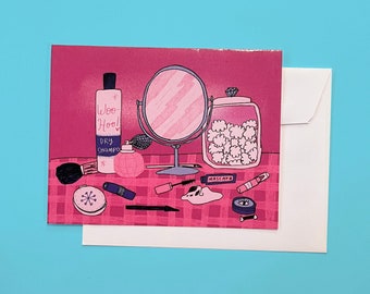 Beauty and Glamour Card, Make Up Greeting Card