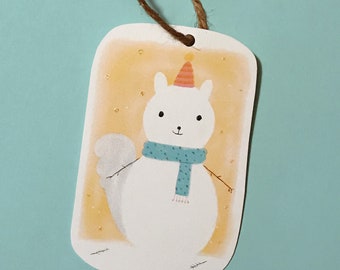 Squirrel Snowman Handmade Gift Tag / Christmas Ornament
