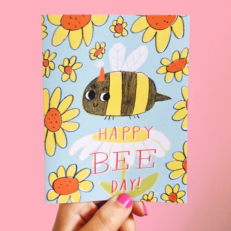 Happy Bee Day Birthday Greeting Card - Etsy