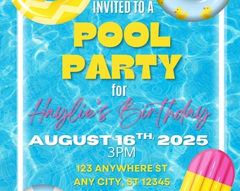 Digitale verjaardagsuitnodiging poolparty