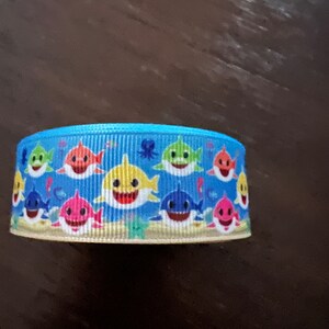 Shark Inspired Craft Lot, (1) Handmade Hair Bow, 10 Yards of 7/8 ...