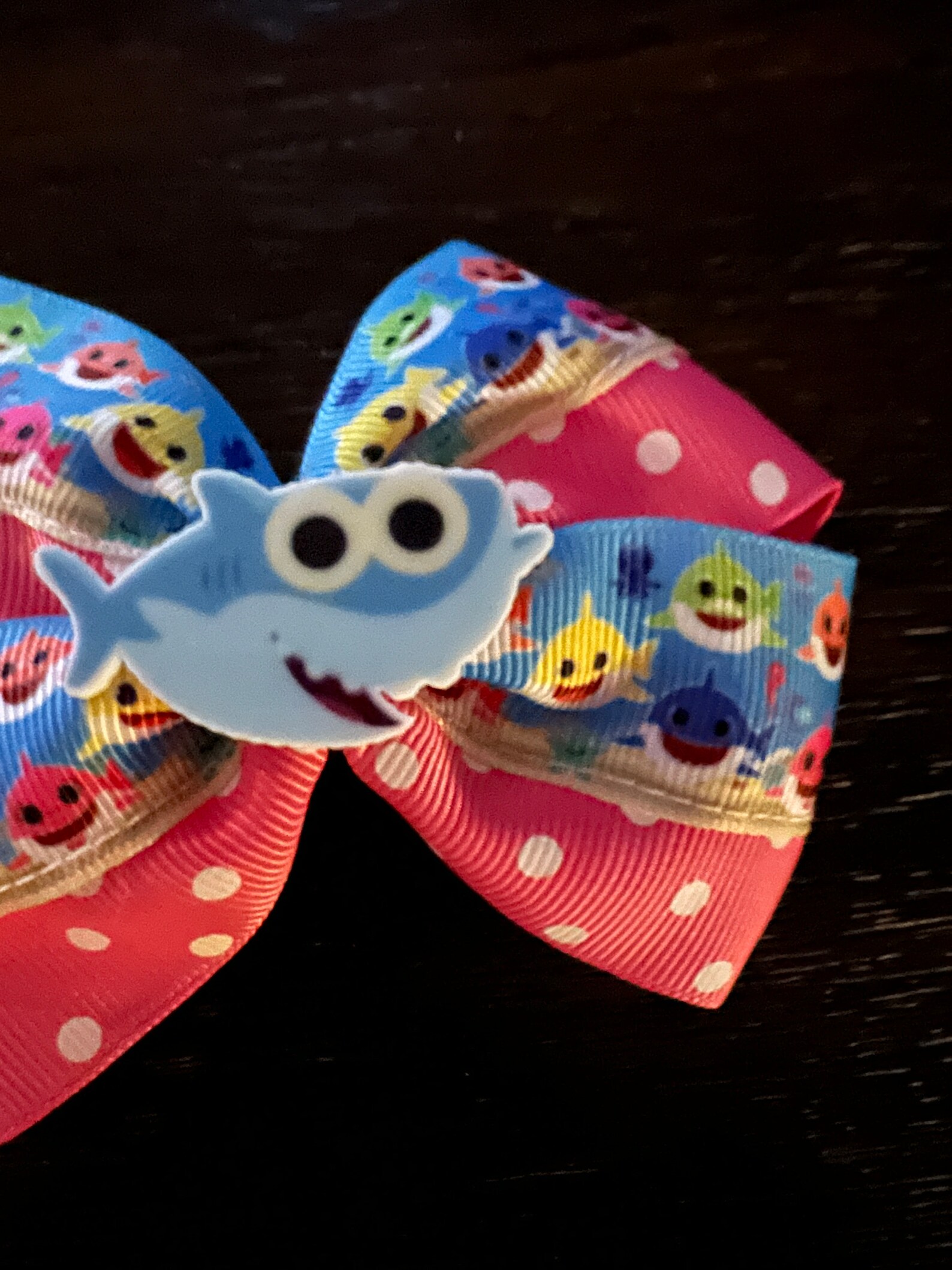 Shark Inspired Craft Lot, (1) Handmade Hair Bow, 10 Yards of 7/8 ...