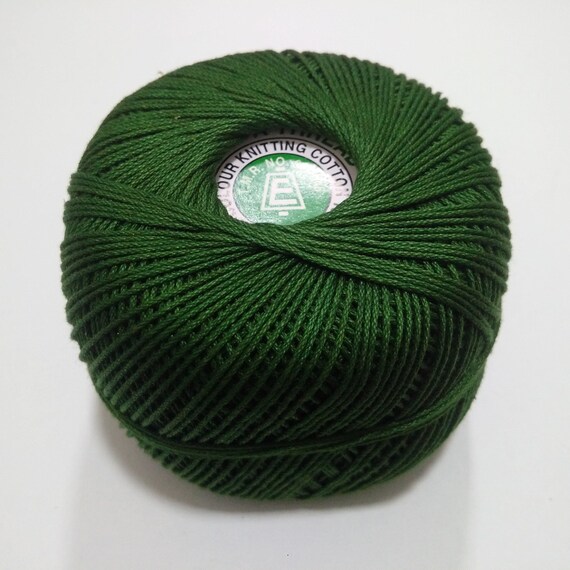 DARK GREEN 100 Grams Cotton Thread Yarn Gassed Mercerized Etsy